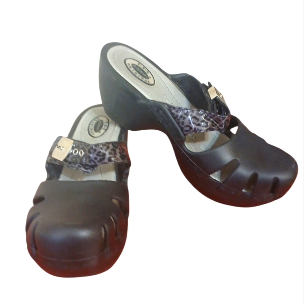Dr. Scholl's Dance On Black Platform Clog Sandal Womens size 10